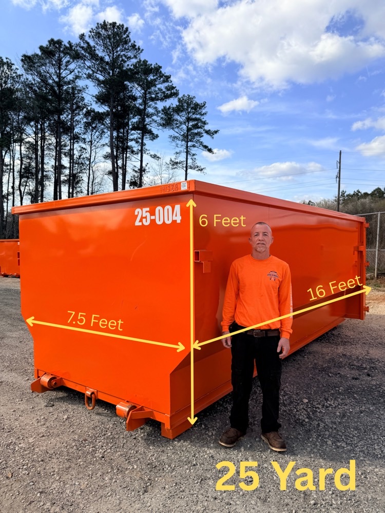 Southside Junk Removal 25 yard roll-off dumpster, 16 by 7.5 by 6 feet