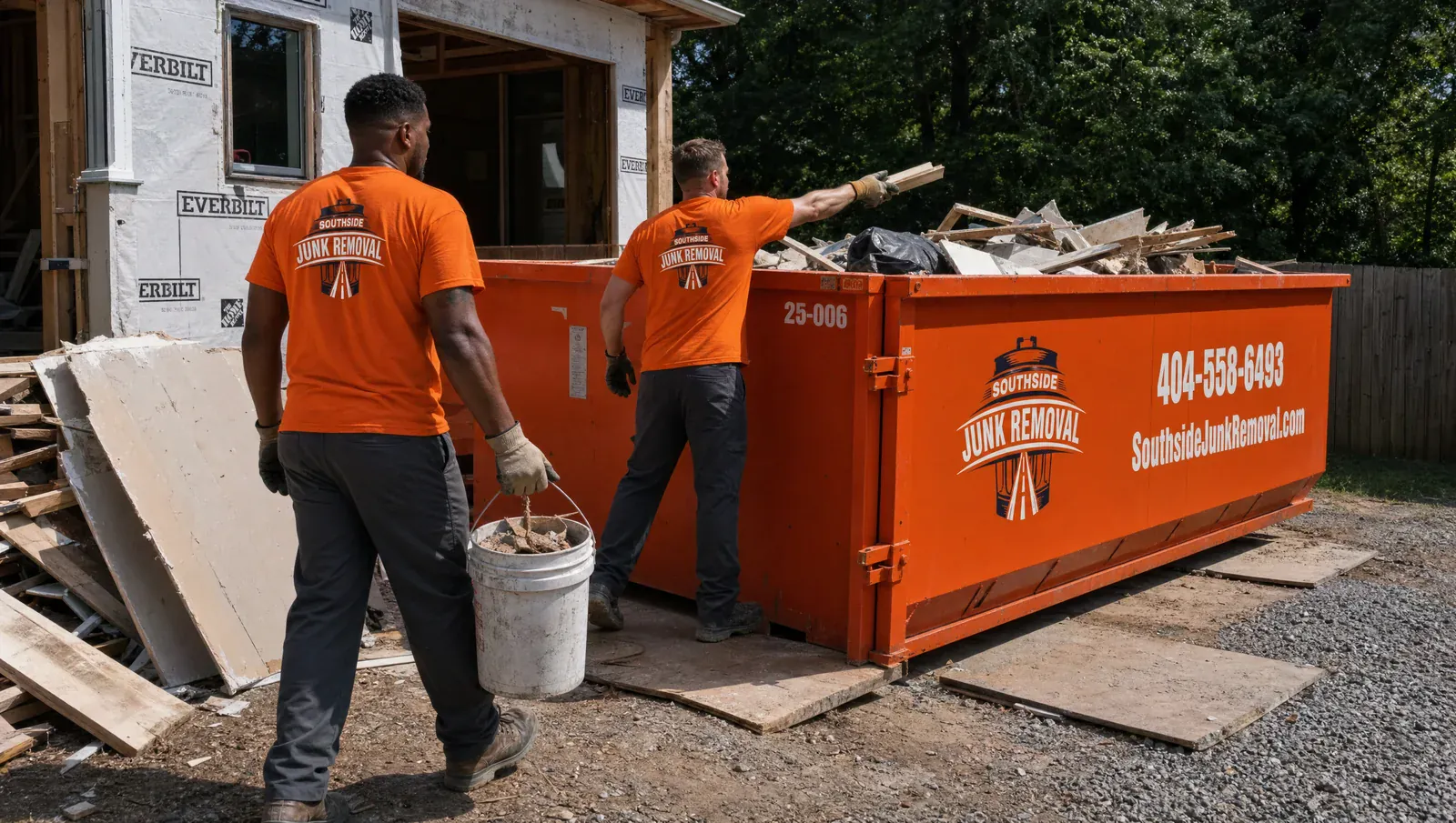 Construction debris removal by Southside Junk Removal in metro Atlanta