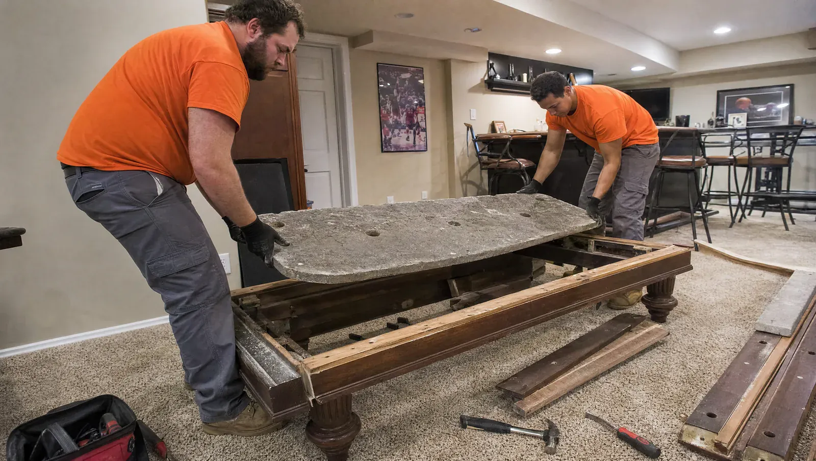 Pool table removal by Southside Junk Removal in metro Atlanta